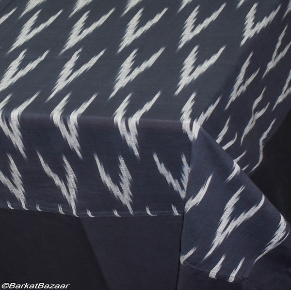 Ikat hand woven Black, 6 seater Cotton TableCloth
