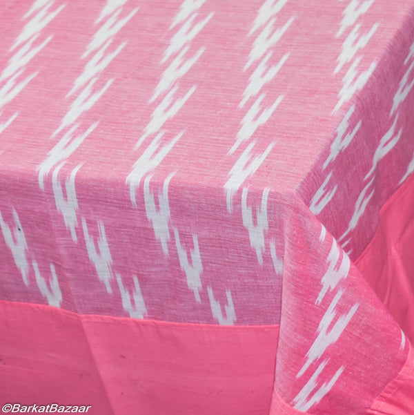 Ikat hand woven Pink, 6 seater Cotton TableCloth