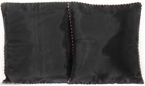 Royal Black Silk, 16x16 IN Cushion Cover pair
