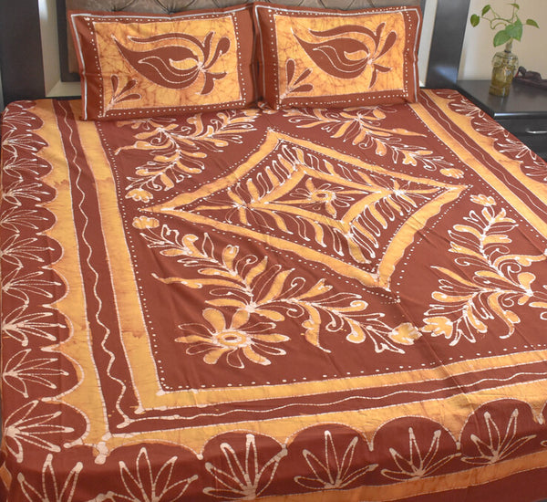 Batik Printing, Natural Patterns on Vibrant wax resist print shades, 100% Cotton Double Bedsheets
