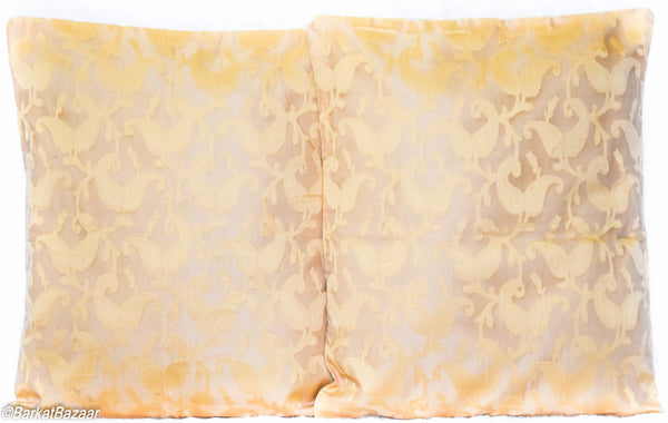 Gold Organza Silk, 16x16 IN Cushion Cover pair
