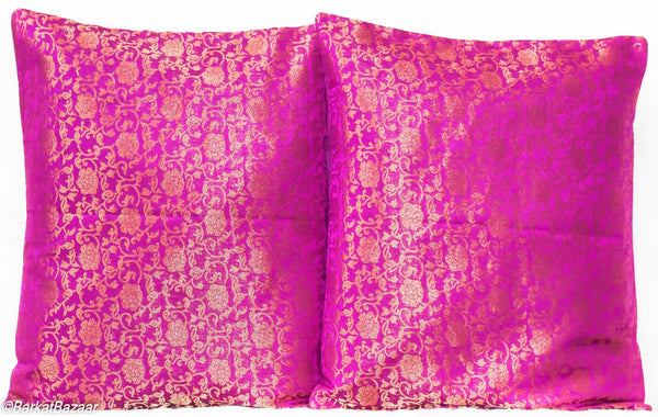 Gold on Purple Brocade, 16x16 IN Cushion Cover pair