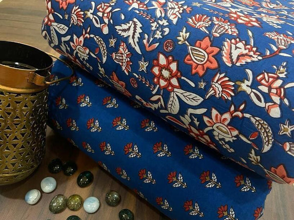 Hand blockprint Pure Cotton Fabric sets - Kurta / Top and Bottom