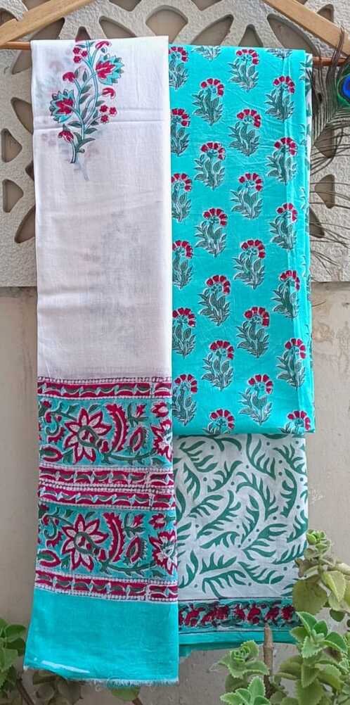 Pure Cotton hand blockprint, Mulmul Dupatta dressmaterials