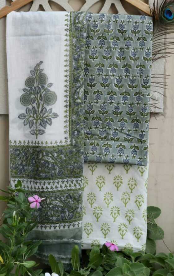 Pure Cotton hand blockprint, Mulmul Dupatta dressmaterials