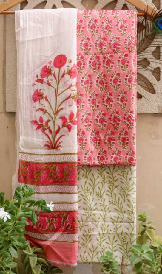 Pure Cotton hand blockprint, Mulmul Dupatta dressmaterials