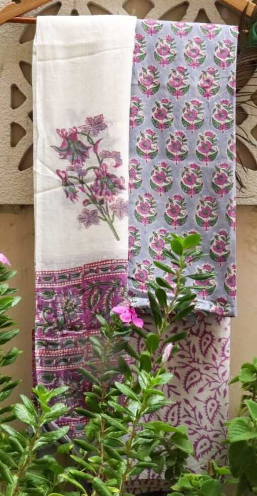 Pure Cotton hand blockprint, Mulmul Dupatta dressmaterials