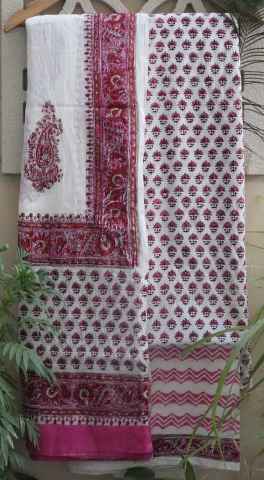 Pure Cotton hand blockprint, Mulmul Dupatta dressmaterials