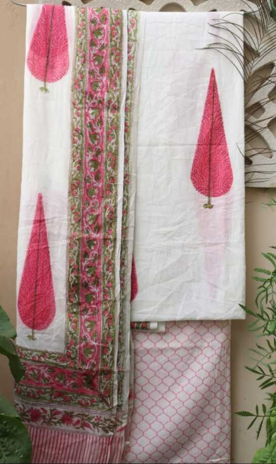 Pure Cotton hand blockprint, Mulmul Dupatta dressmaterials