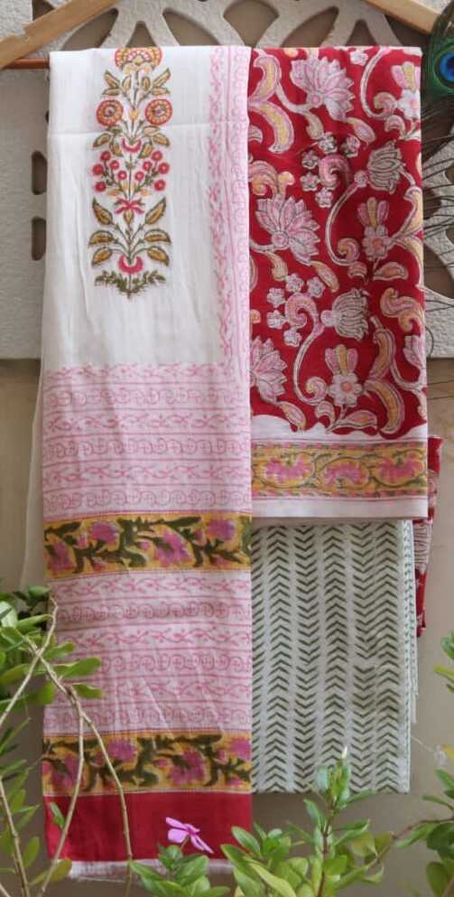 Pure Cotton hand blockprint, Mulmul Dupatta dressmaterials