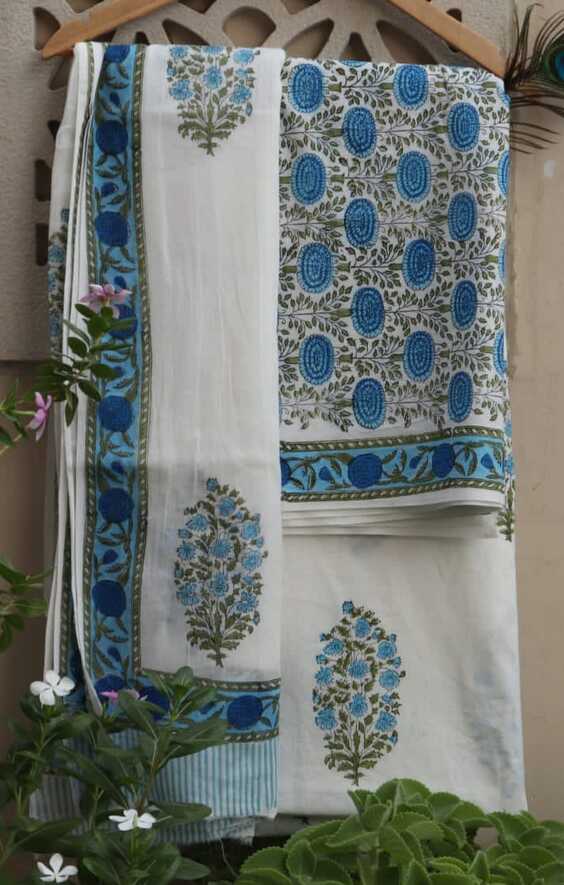 Pure Cotton hand blockprint, Mulmul Dupatta dressmaterials