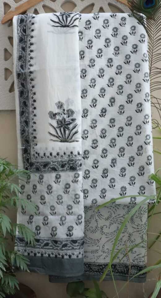 Pure Cotton hand blockprint, Mulmul Dupatta dressmaterials