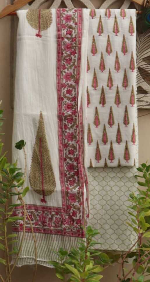 Pure Cotton hand blockprint, Mulmul Dupatta dressmaterials