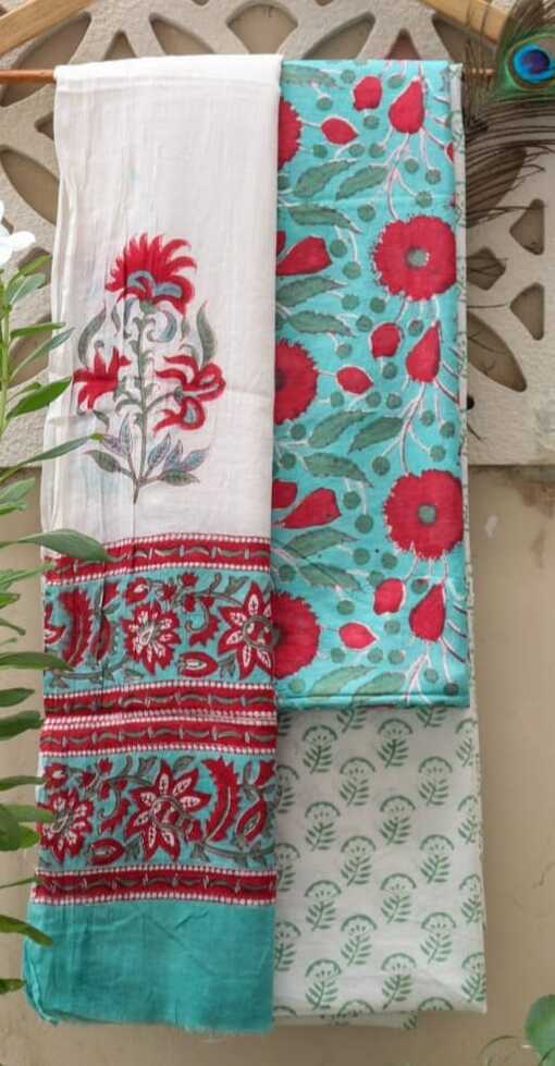 Pure Cotton hand blockprint, Mulmul Dupatta dressmaterials