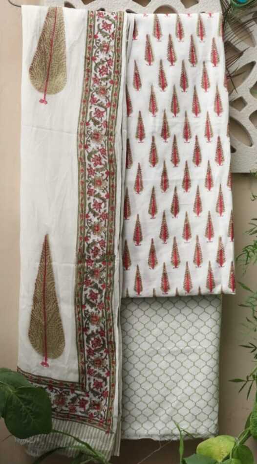 Pure Cotton hand blockprint, Mulmul Dupatta dressmaterials