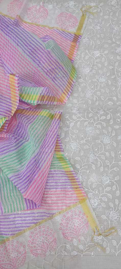 Kota Doria Cotton, Beautiful Embroidery suits, Leheriya Dupatta, Set of 3