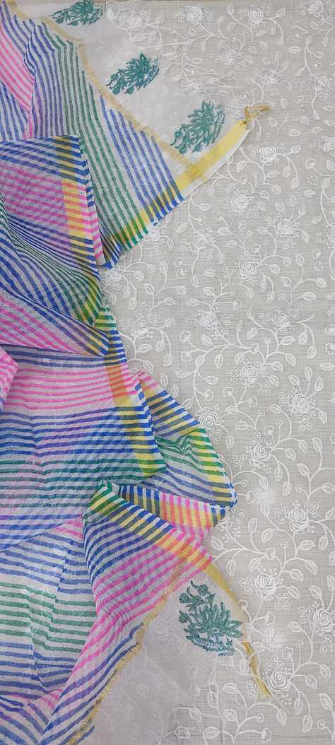 Kota Doria Cotton, Beautiful Embroidery suits, Leheriya Dupatta, Set of 3