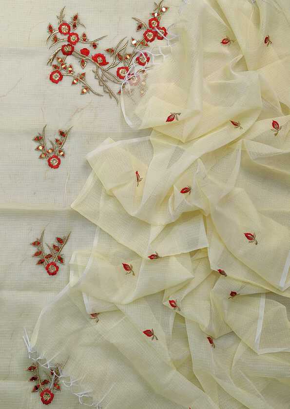 Soft Cotton Kota Doria embroideried Dressmaterials