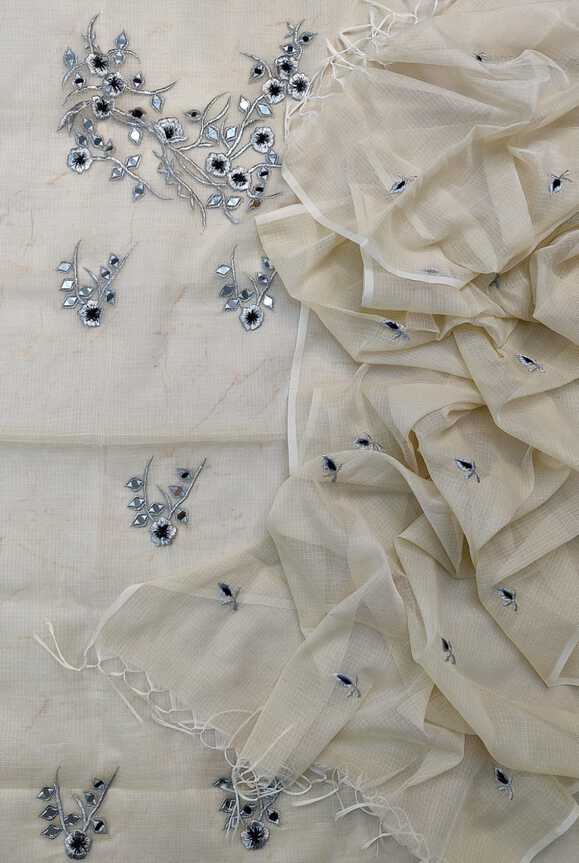 Soft Cotton Kota Doria embroideried Dressmaterials