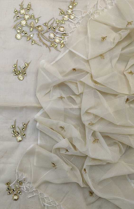 Soft Cotton Kota Doria embroideried Dressmaterials