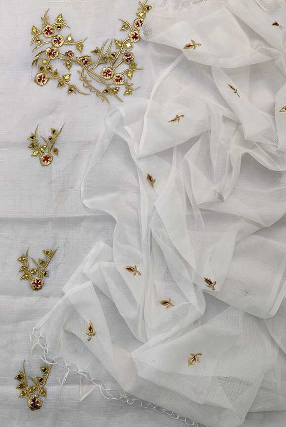 Soft Cotton Kota Doria embroideried Dressmaterials