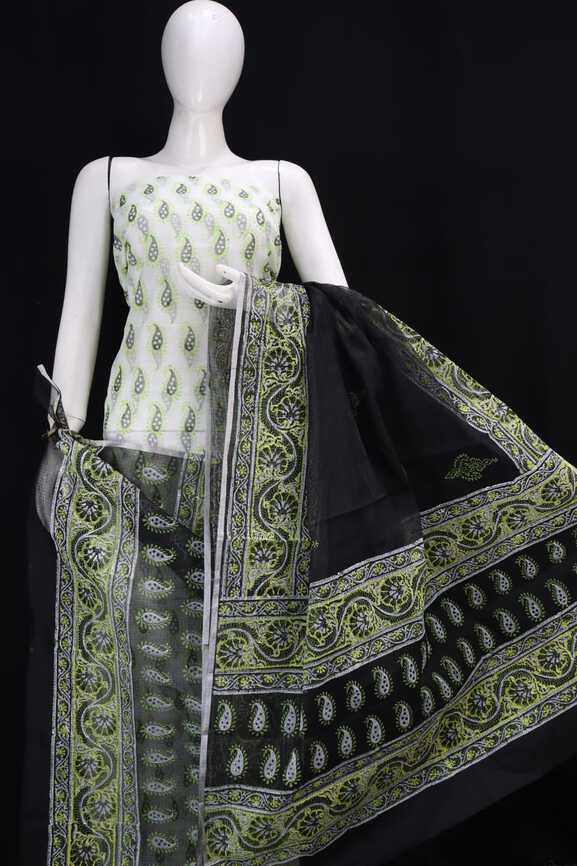 Premium Cotton Kota Doria hand blockprinted Dressmaterials