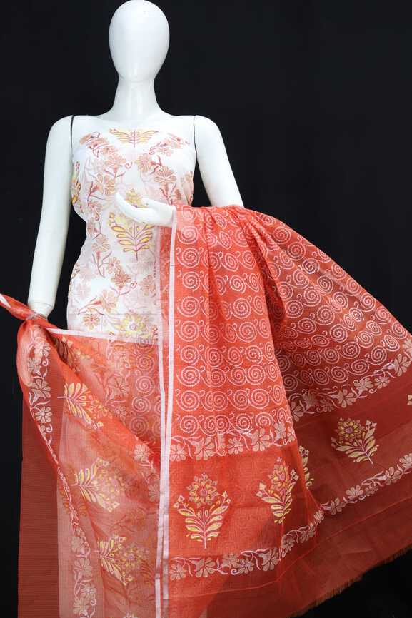 Premium Cotton Kota Doria hand blockprinted Dressmaterials