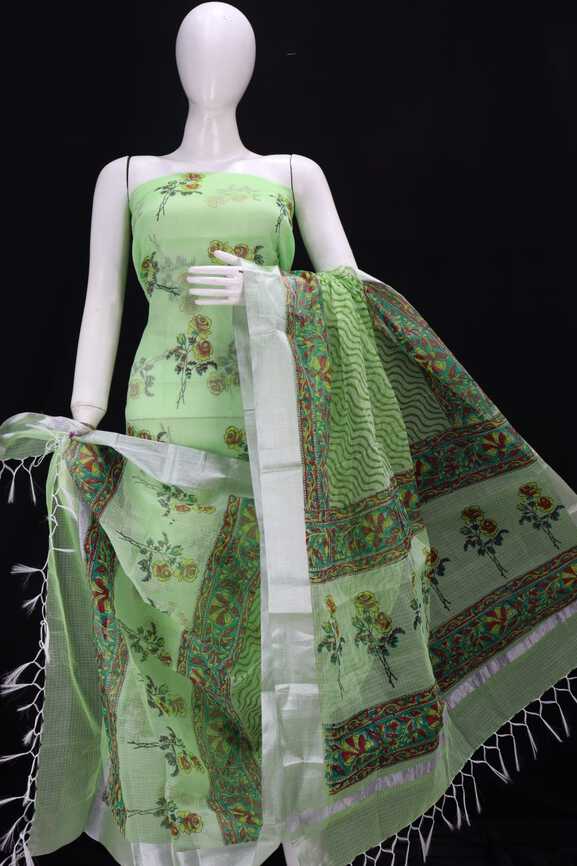 Premium Cotton Kota Doria hand blockprinted Dressmaterials
