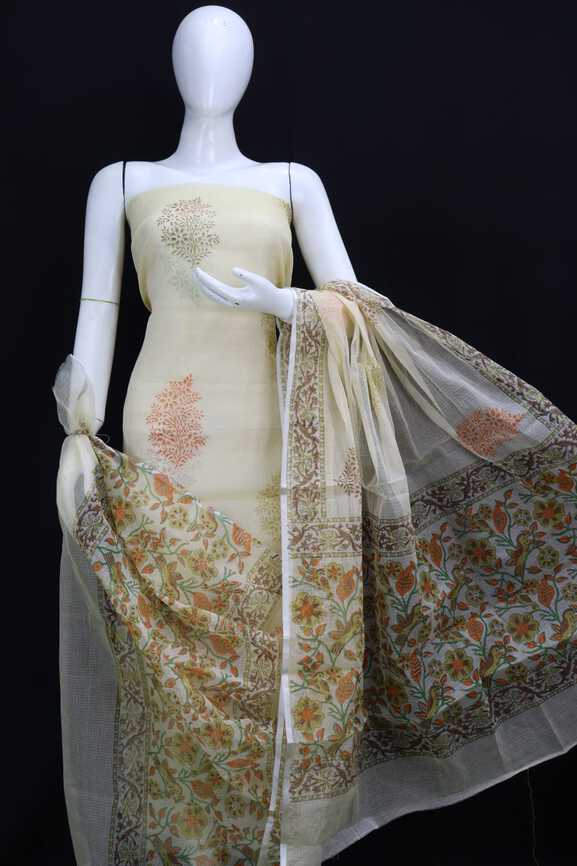 Premium Cotton Kota Doria hand blockprinted Dressmaterials