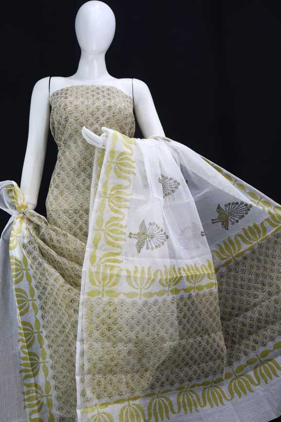 Premium Cotton Kota Doria hand blockprinted Dressmaterials