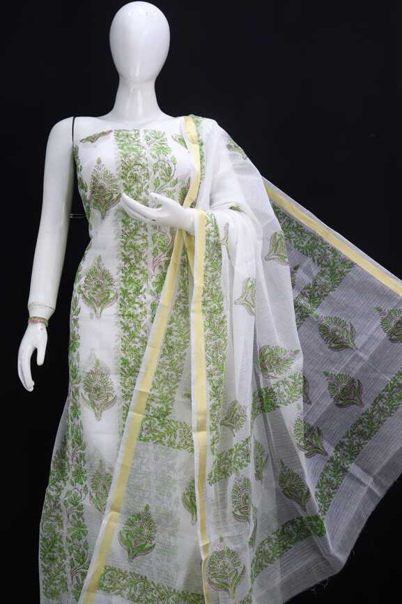 Soft Cotton Kota Doria hand blockprinted Dressmaterials