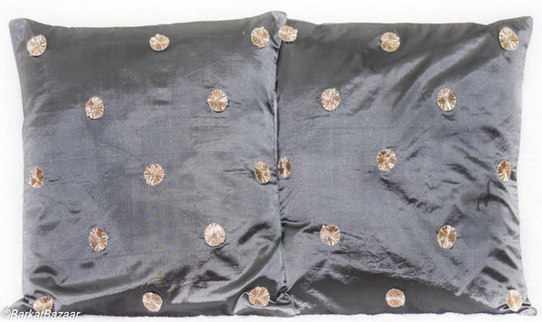 Grey Silk, 16x16 IN Cushion Cover pair