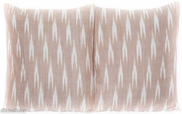 Ikat Indulgence in Beige, 16x16 IN Cushion Cover pair