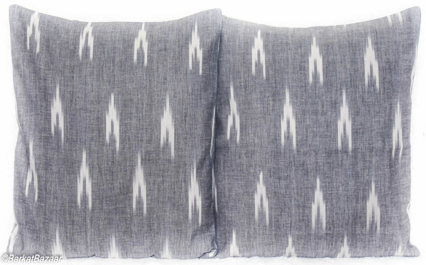 Ikat Indulgence in Grey, 16x16 IN Cushion Cover pair