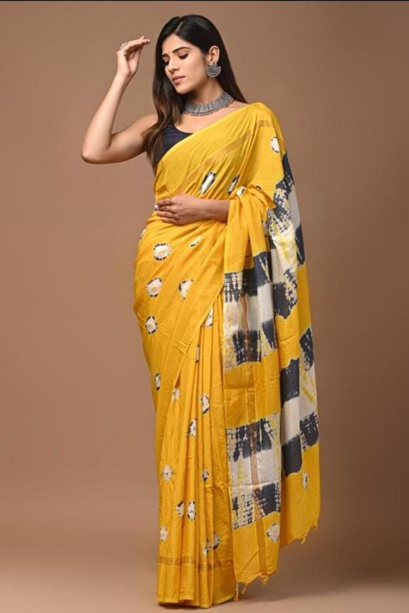 Assam silk Hand blockprint Sarees, with Blouse