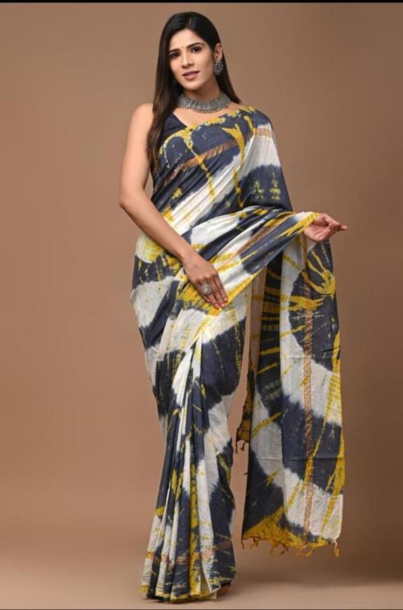 Assam silk Hand blockprint Sarees, with Blouse