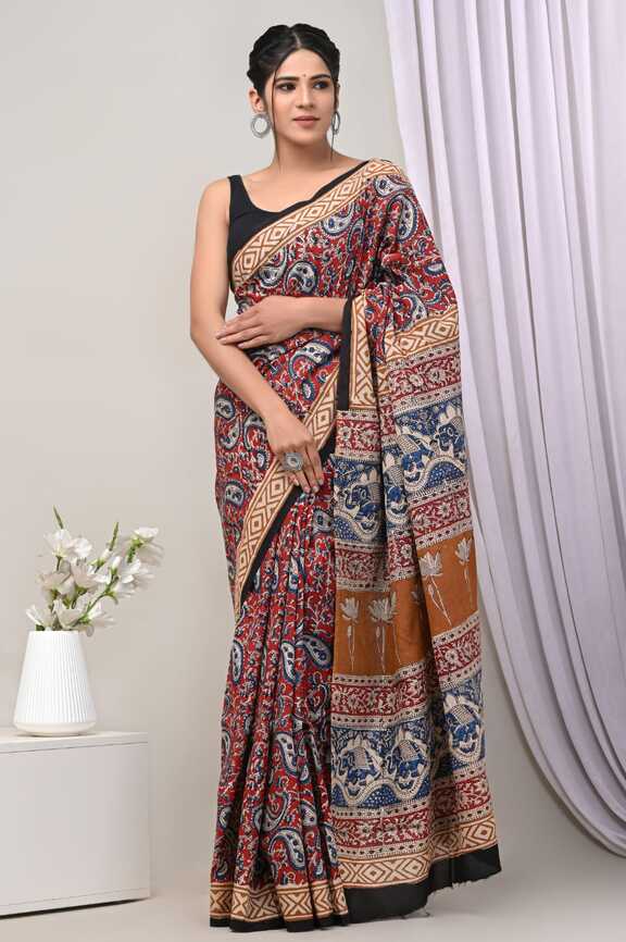 Assam silk Hand blockprint Sarees, with Blouse