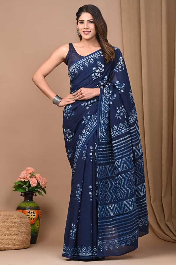 Assam silk Hand blockprint Sarees, with Blouse