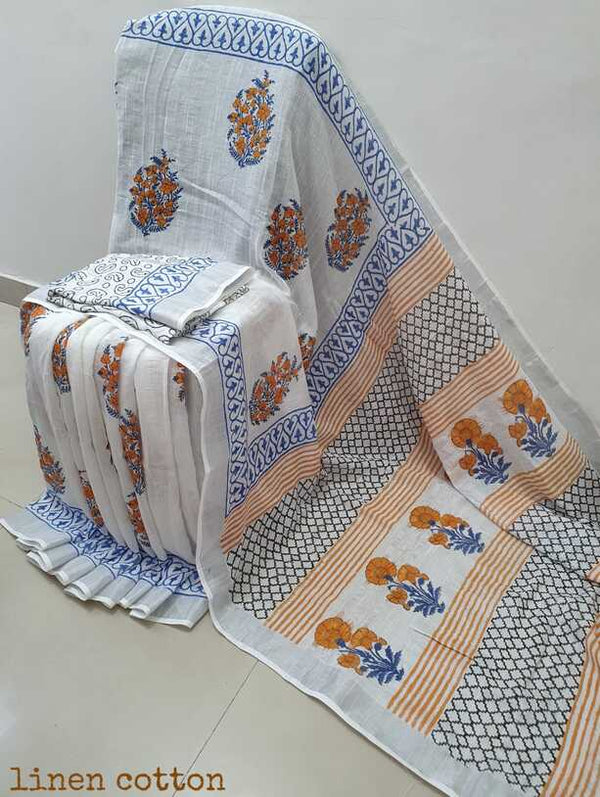 Soft Cotton Linen, vegetable dyed saris