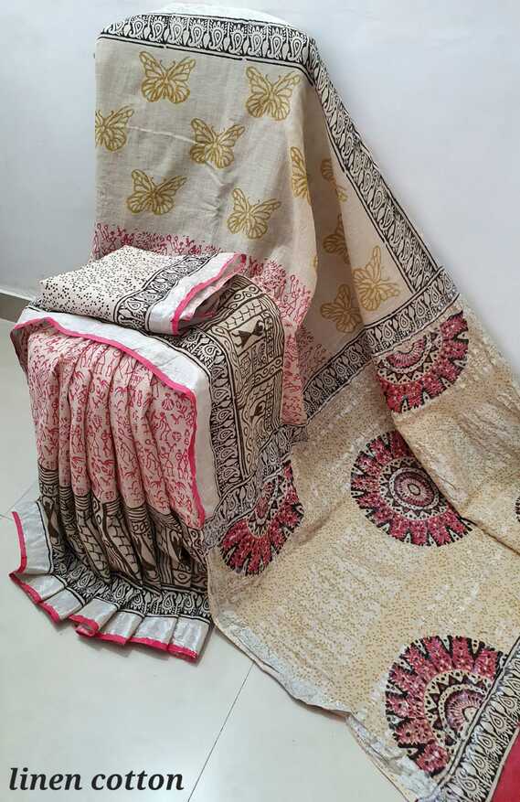 Soft Cotton Linen, vegetable dyed saris