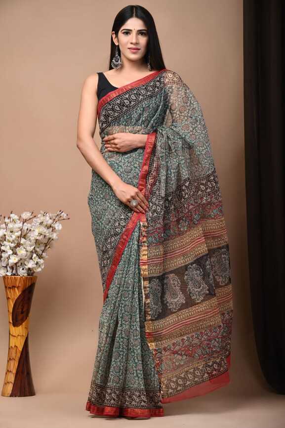 Kota Doria Hand blockprint Saris, with Blouse