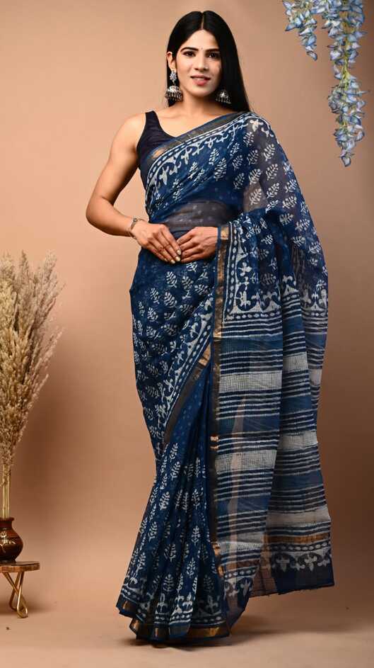 Kota Doria Hand blockprint Saris, with Blouse