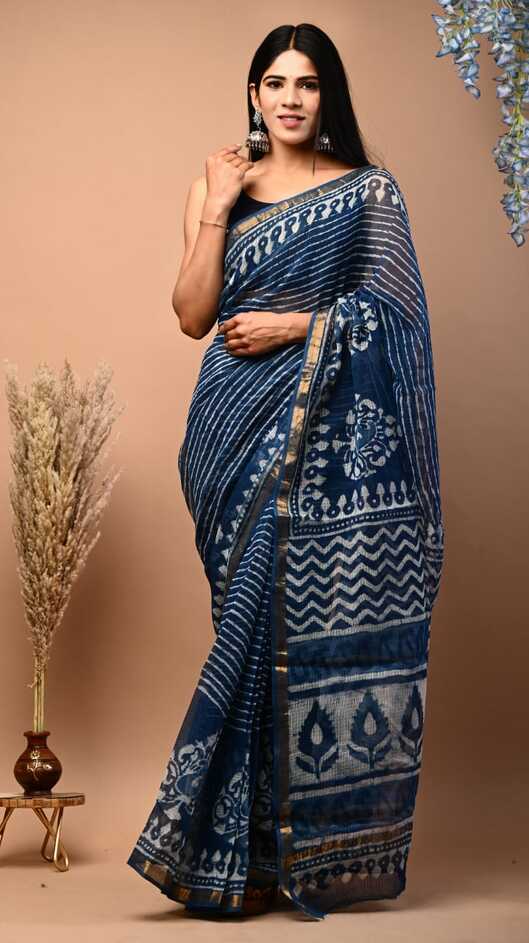 Kota Doria Hand blockprint Saris, with Blouse