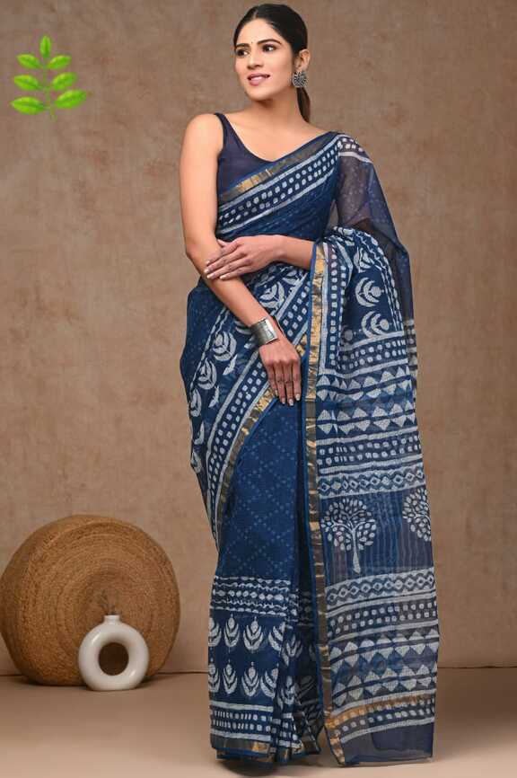 Kota Doria Hand blockprint Saris, with Blouse