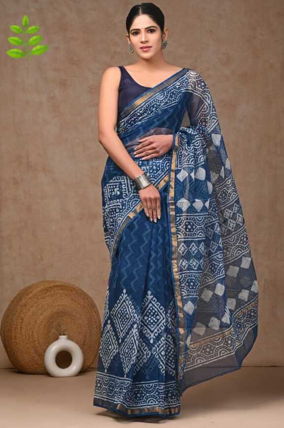 Kota Doria Hand blockprint Saris, with Blouse