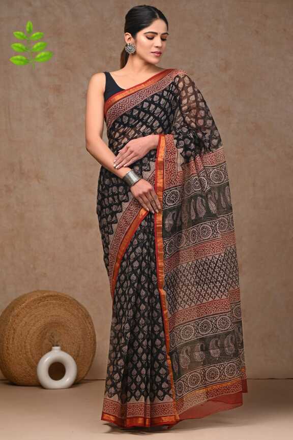 Kota Doria Hand blockprint Saris, with Blouse