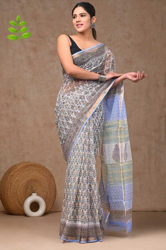 Kota Doria Hand blockprint Saris, with Blouse