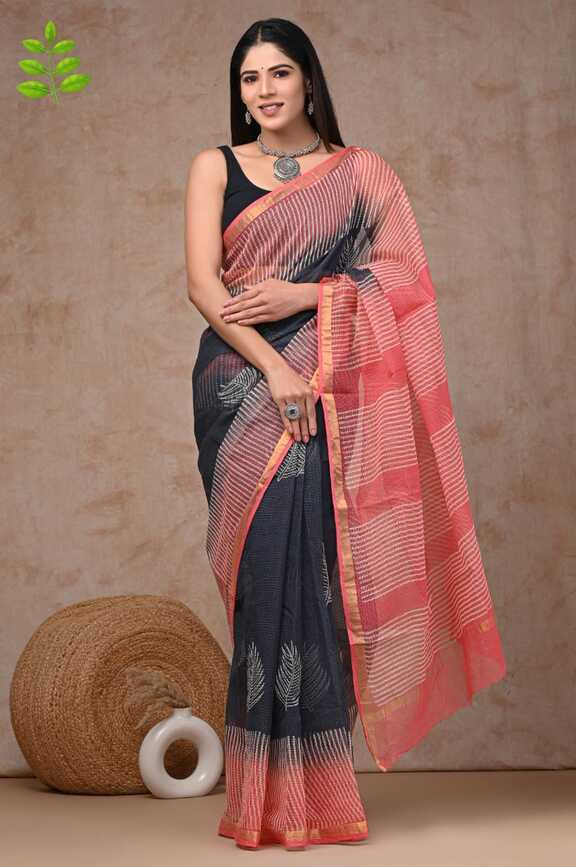 Kota Doria Hand blockprint Saris, with Blouse