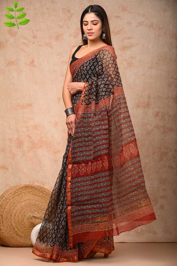 Kota Doria Hand blockprint Saris, with Blouse