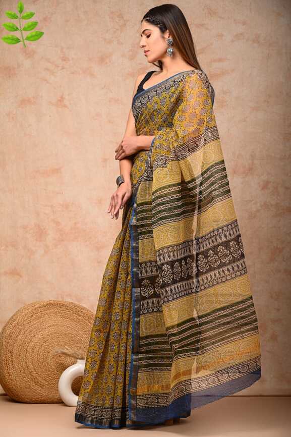 Kota Doria Hand blockprint Saris, with Blouse